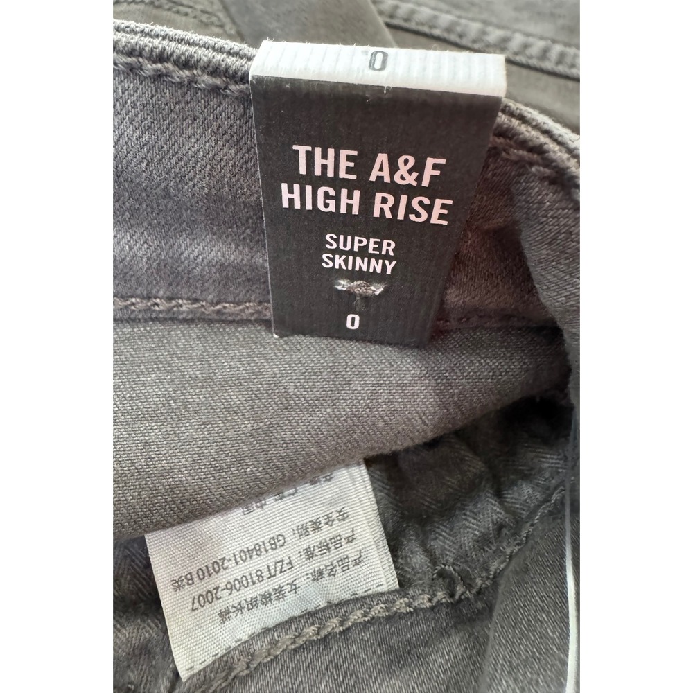 Abercrombie Fitch Gray‎ High Rise Button Fly Skinny Jeans Womens Size 0 25 - Picture 9 of 9